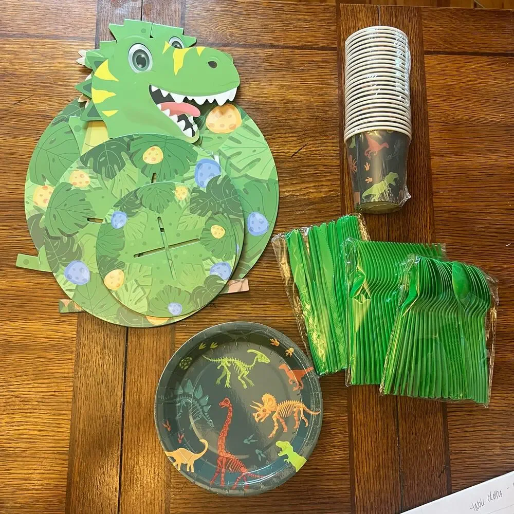 T-Rex Dino Birthday Party Pack: Decor, Favors & Tableware!